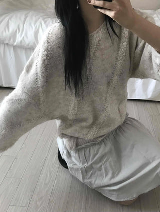 Fluffy Heathered Half-Neck Slim-Fit Knit