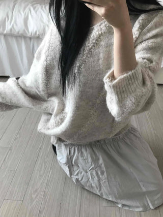Fluffy Heathered Half-Neck Slim-Fit Knit