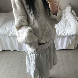Fluffy Heathered Half-Neck Slim-Fit Knit