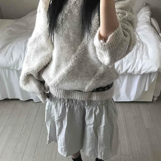 Fluffy Heathered Half-Neck Slim-Fit Knit