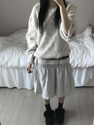 Fluffy Heathered Half-Neck Slim-Fit Knit