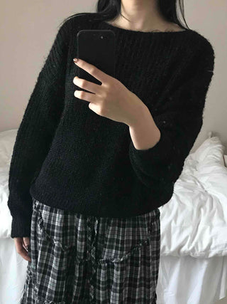 Cozy Heather Off-Shoulder Fluffy Knit