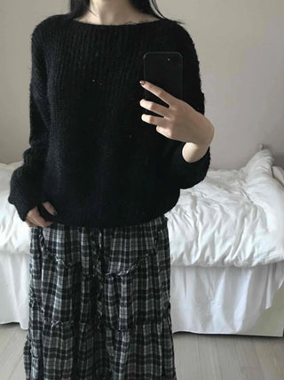 Cozy Heather Off-Shoulder Fluffy Knit
