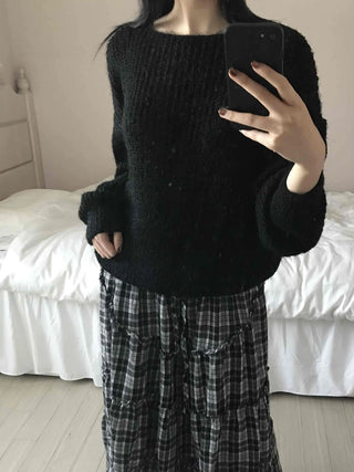 Cozy Heather Off-Shoulder Fluffy Knit