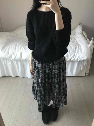Cozy Heather Off-Shoulder Fluffy Knit