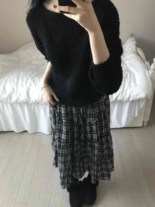 Cozy Heather Off-Shoulder Fluffy Knit