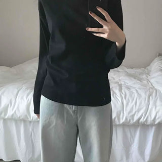 Velvet Texture Square Neck Balloon Sleeve Long Sleeve T-shirt