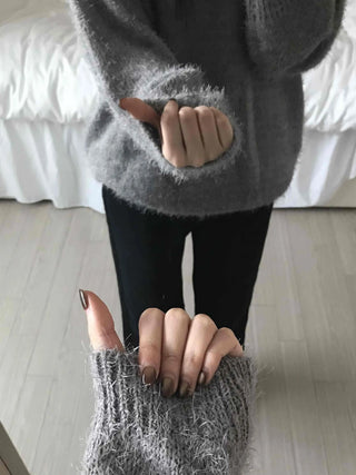Cozy Fuzzy V-Neck Oversized Knit