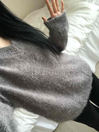 Cozy Fuzzy V-Neck Oversized Knit
