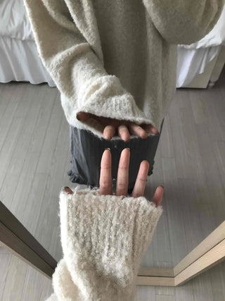 Cozy Fluffy Shearling V-Neck Boxy Fit Knit