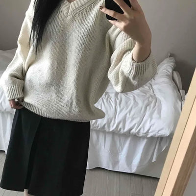 Soft Crop Oversized V-Neck Knit