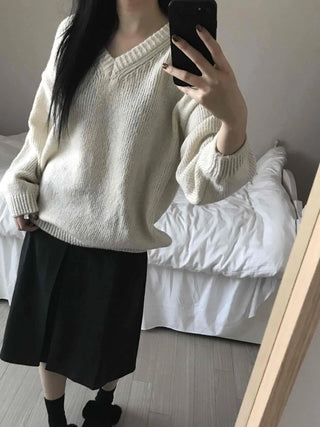 Soft Crop Oversized V-Neck Knit