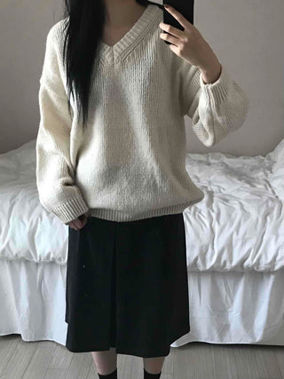 Soft Crop Oversized V-Neck Knit
