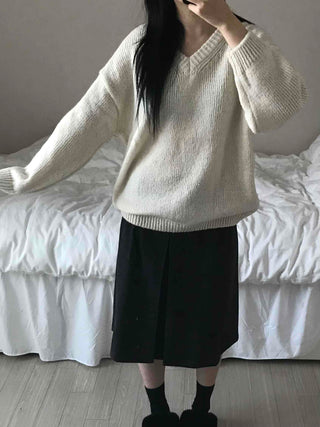 Soft Crop Oversized V-Neck Knit