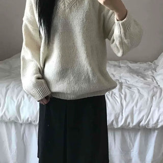 Soft Crop Oversized V-Neck Knit