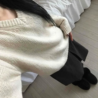 Soft Crop Oversized V-Neck Knit