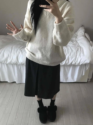 Soft Crop Oversized V-Neck Knit