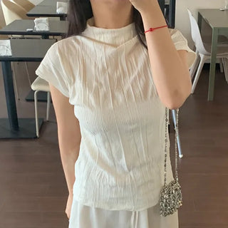 Tiru Pleated Half Turtleneck Tee