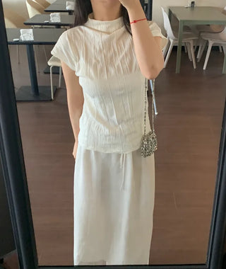 Tiru Pleated Half Turtleneck Tee