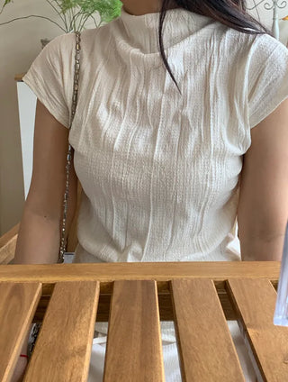 Tiru Pleated Half Turtleneck Tee