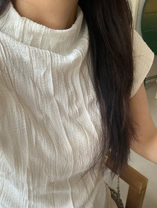 Tiru Pleated Half Turtleneck Tee