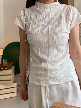Tiru Pleated Half Turtleneck Tee