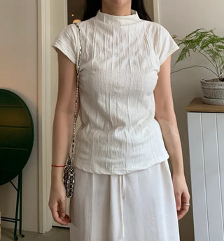 Tiru Pleated Half Turtleneck Tee