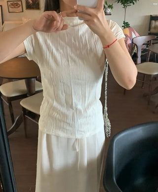 Tiru Pleated Half Turtleneck Tee