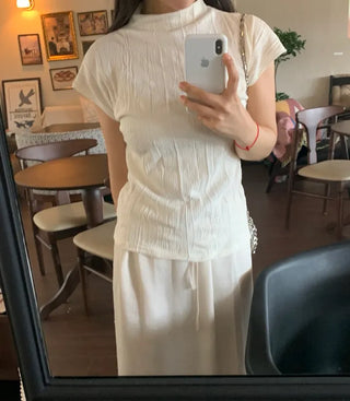 Tiru Pleated Half Turtleneck Tee