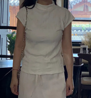 Tiru Pleated Half Turtleneck Tee