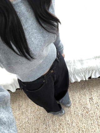 Soft Puff Sleeve Round Crop Knit