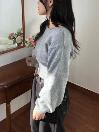 Soft Puff Sleeve Round Crop Knit