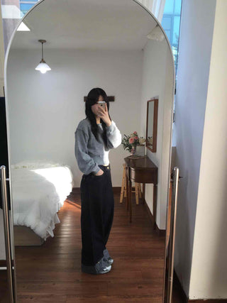 Soft Puff Sleeve Round Crop Knit