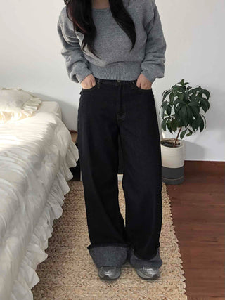 Soft Puff Sleeve Round Crop Knit