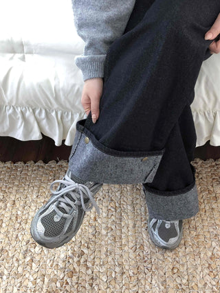 Roll-up Point Balloon Fit Stitch Denim Pants