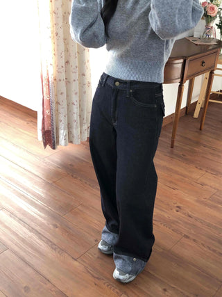Roll-up Point Balloon Fit Stitch Denim Pants