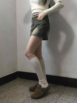 Y2K Vintage Washed High-Waisted Denim Mini Skirt