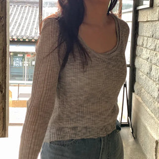 Jamo Thin Ribbed Knit Layered T-shirt