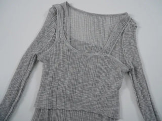 Jamo Thin Ribbed Knit Layered T-shirt
