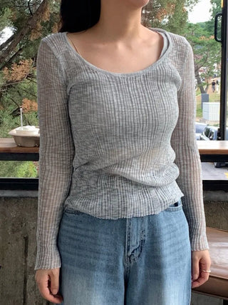 Jamo Thin Ribbed Knit Layered T-shirt