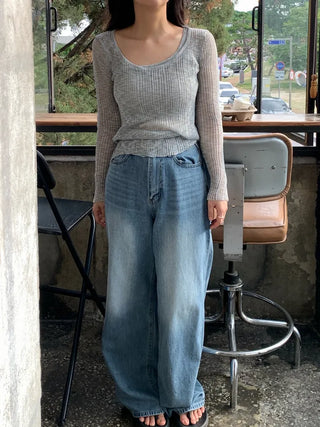 Jamo Thin Ribbed Knit Layered T-shirt
