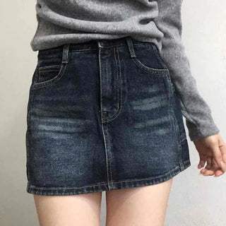 Vintage Washed Denim Mini Skirt