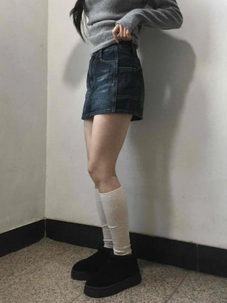 Vintage Washed Denim Mini Skirt