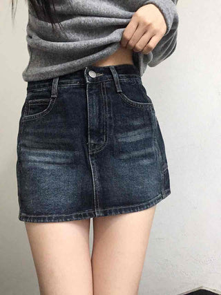 Vintage Washed Denim Mini Skirt