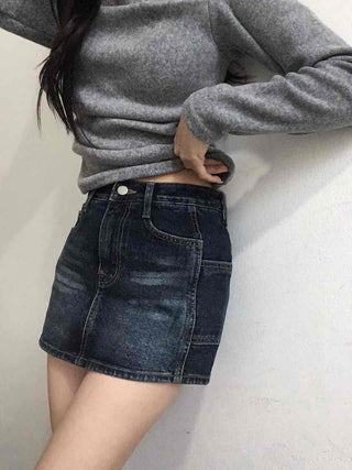 Vintage Washed Denim Mini Skirt