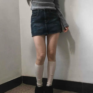 Vintage Washed Denim Mini Skirt