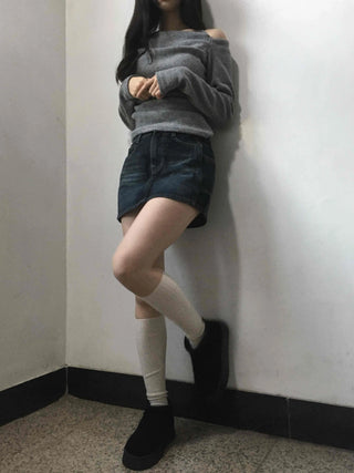 Vintage Washed Denim Mini Skirt