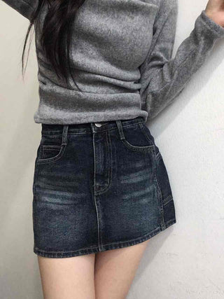 Vintage Washed Denim Mini Skirt