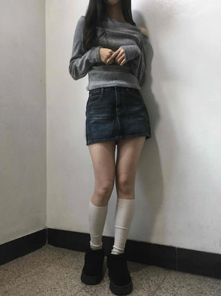 Vintage Washed Denim Mini Skirt