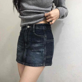 Vintage Washed Denim Mini Skirt
